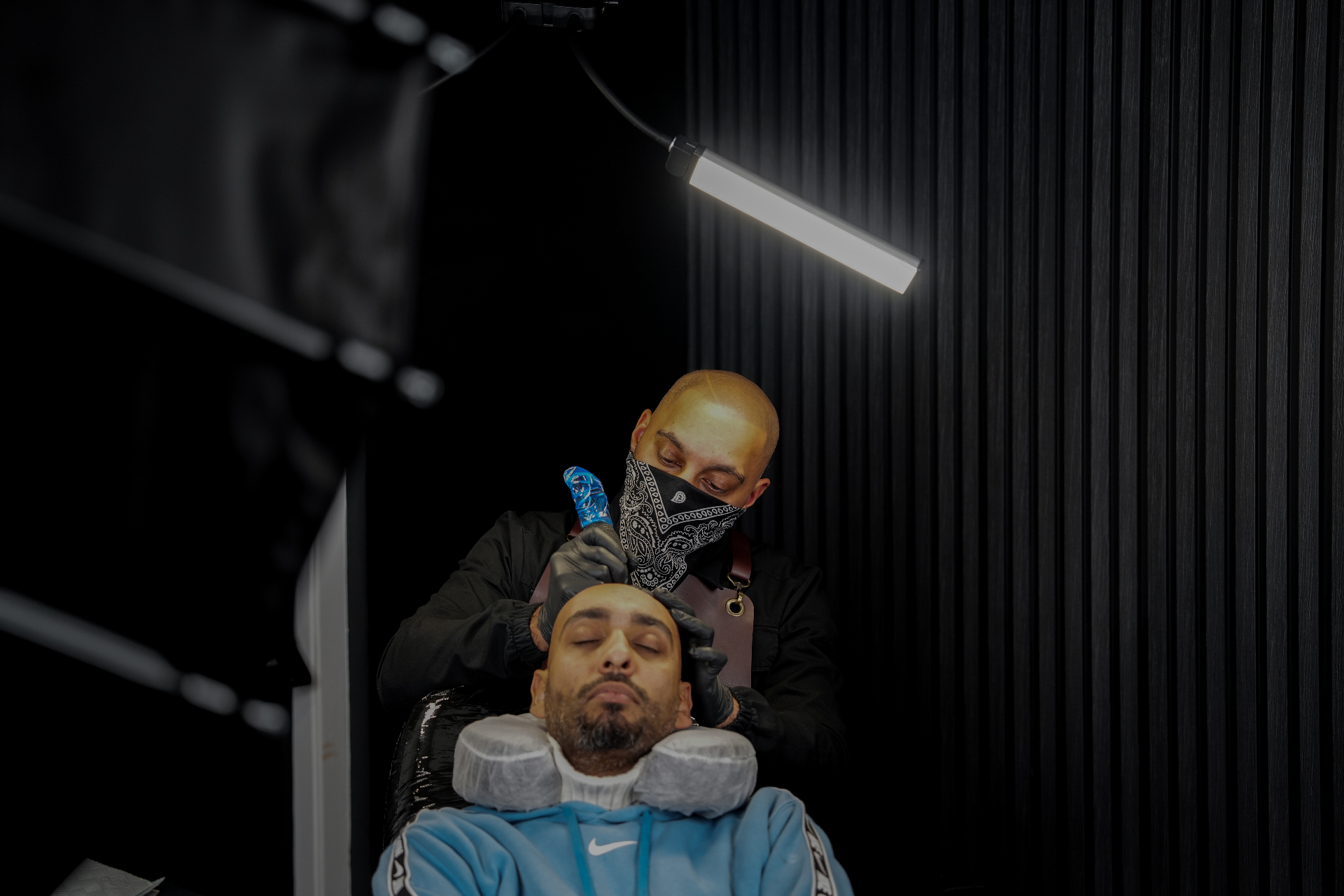 Scalp micropigmentation treatment in progress